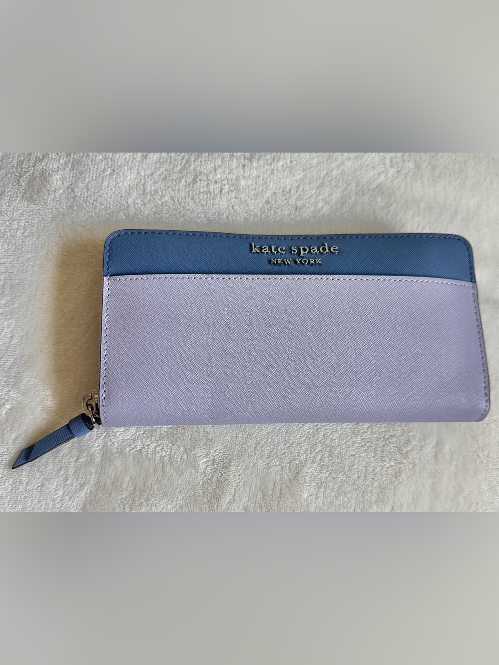 Kate Soade Lavender and Blue Saffiano Zip Wallet